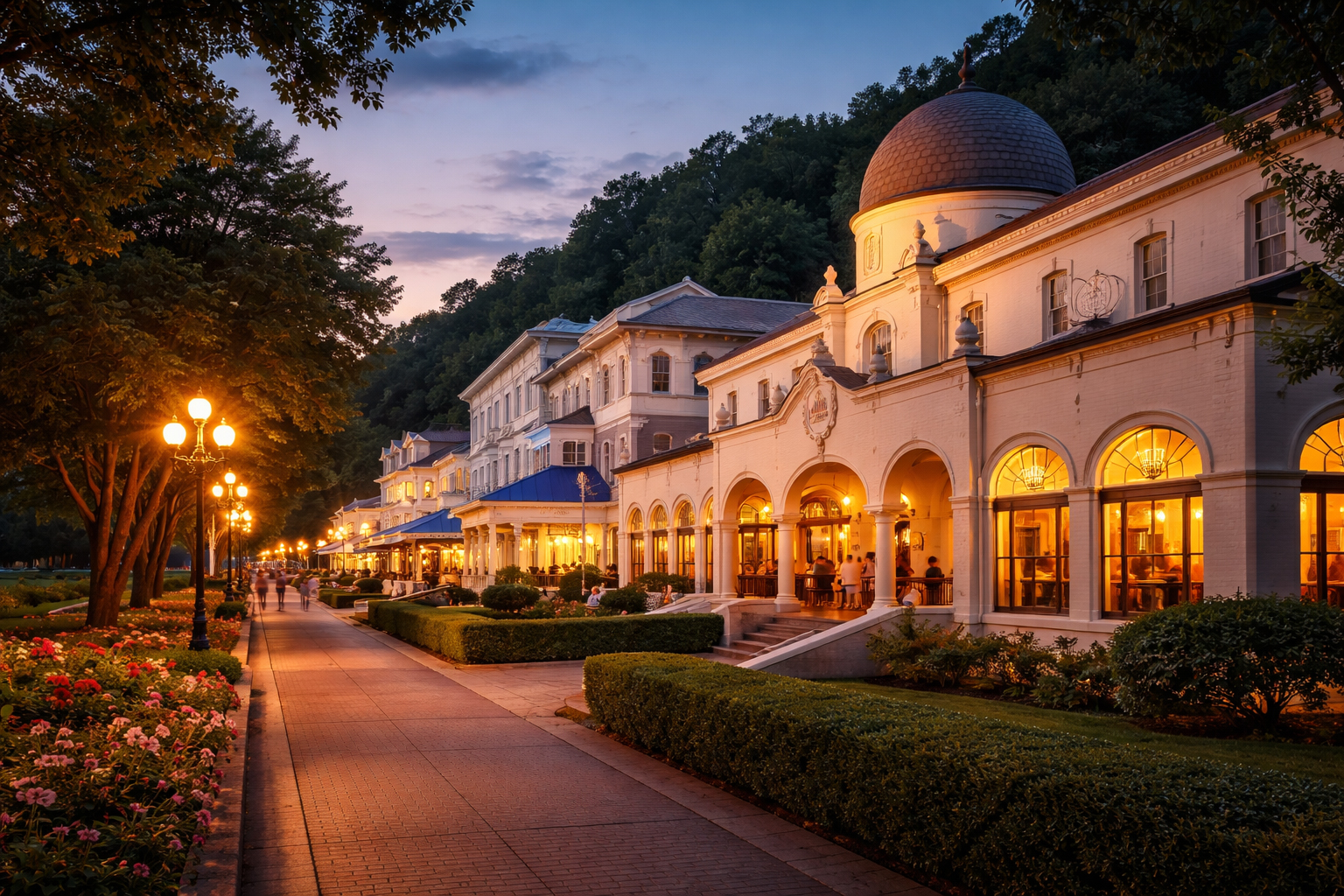 夕暮れのバスハウス・ロウ